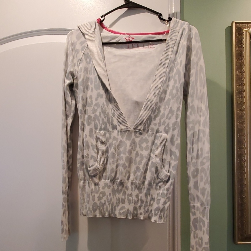 Animal print low cut sweater